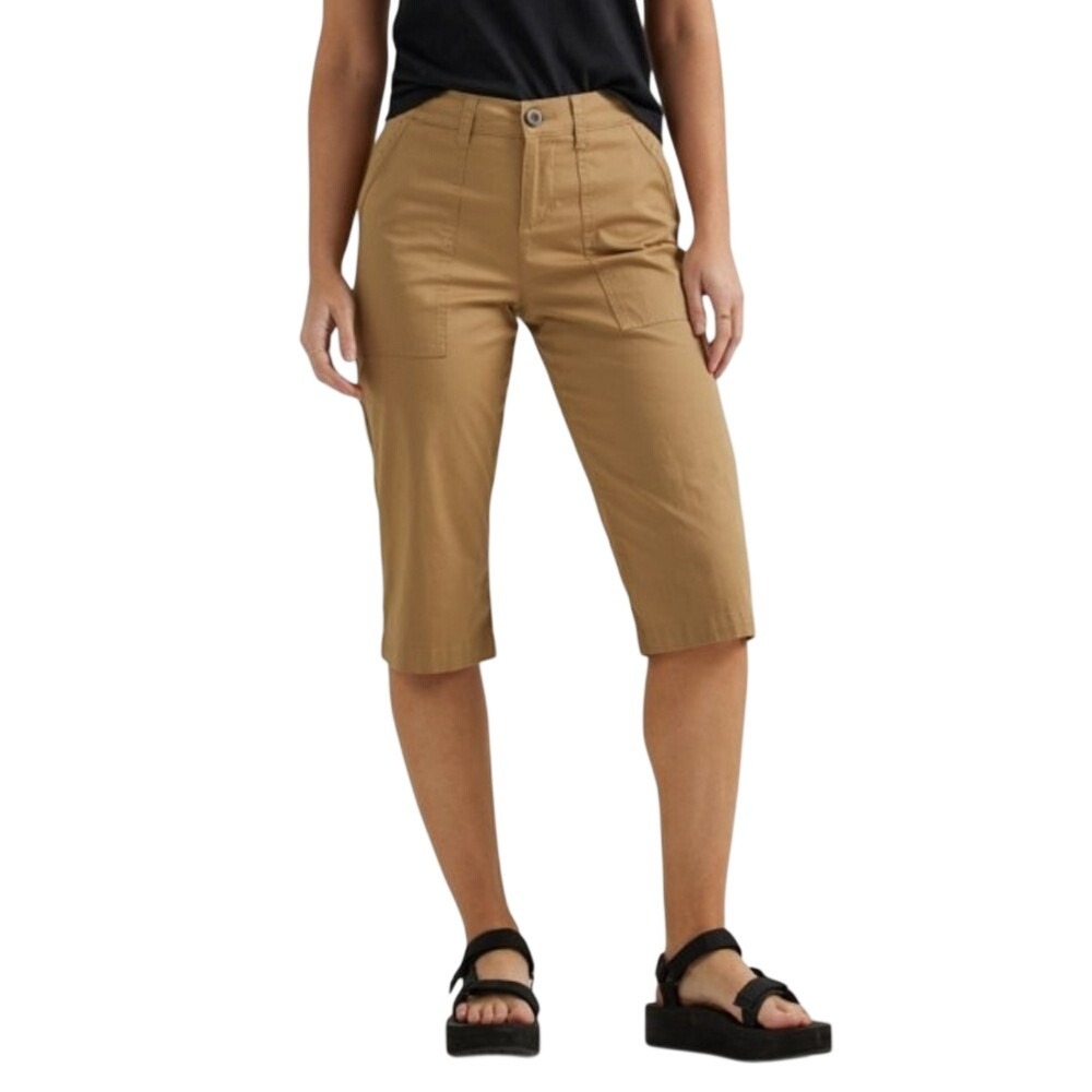 Lee Womens Relaxed Fit‎ Mid Rise Skimmer Capri Pants Settler Tan Size 6 Medium